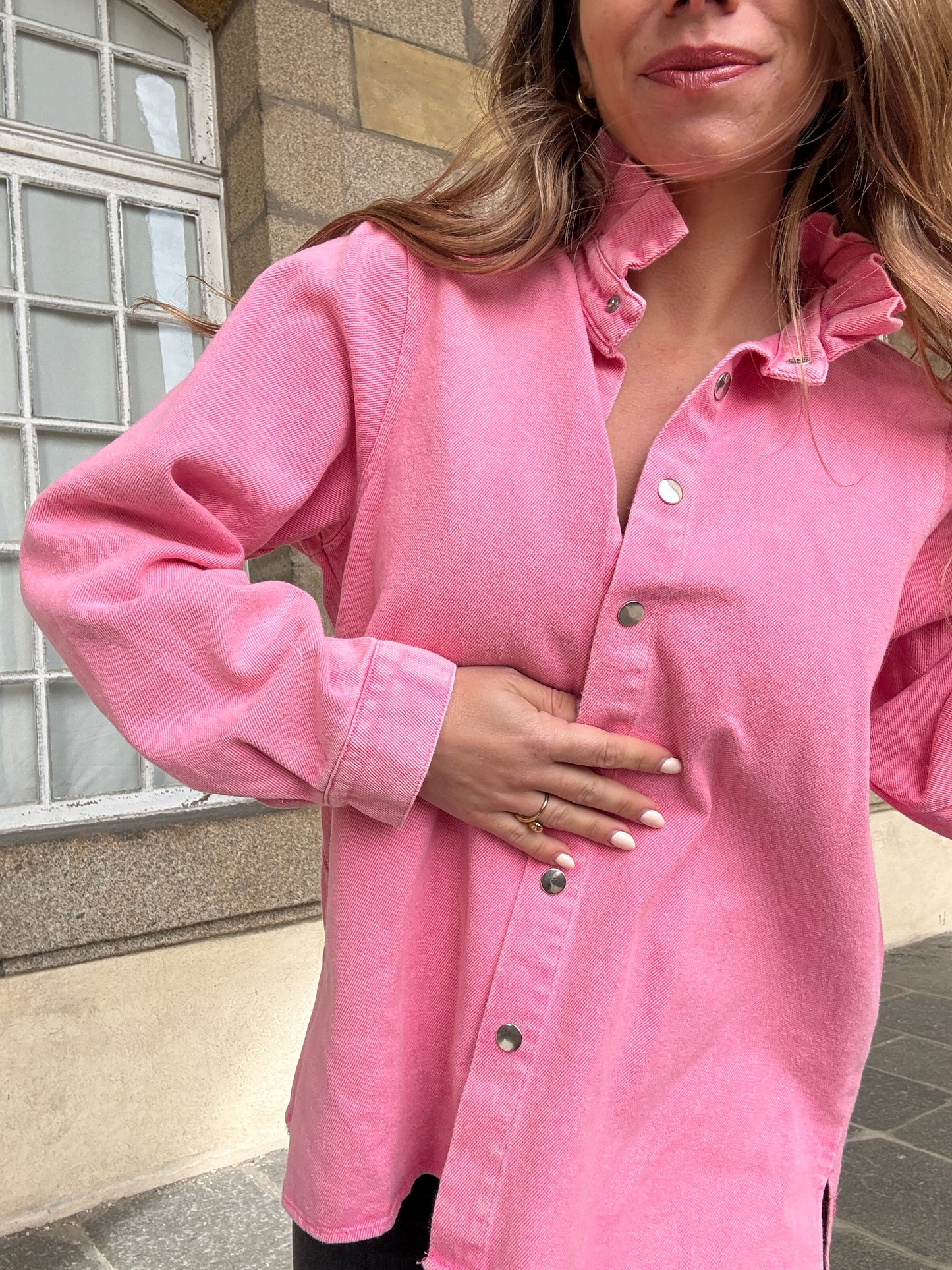 Veste en jean Céleste rose bonbon