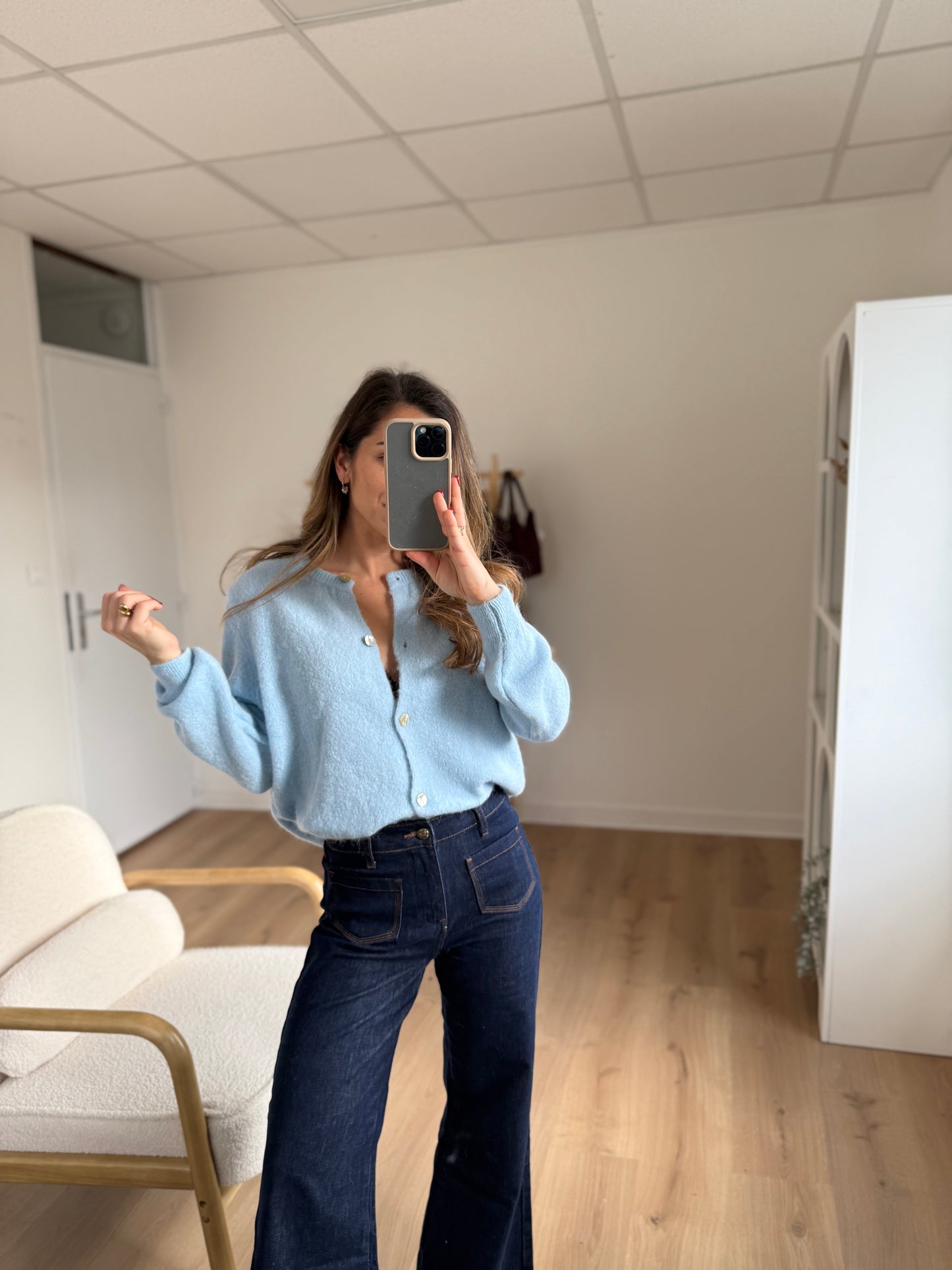 Maille en laine Léonie bleu glacier