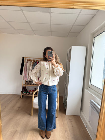 Pull sans manches fleuri Lina