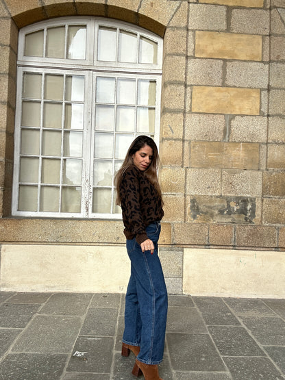 Cardigan léopard Camille marron