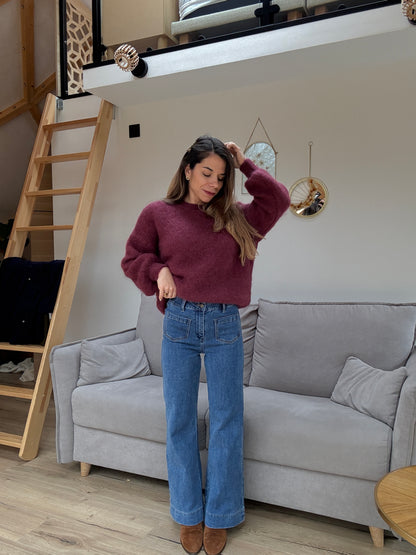 Maille en mohair et laine Gaia Bordeaux