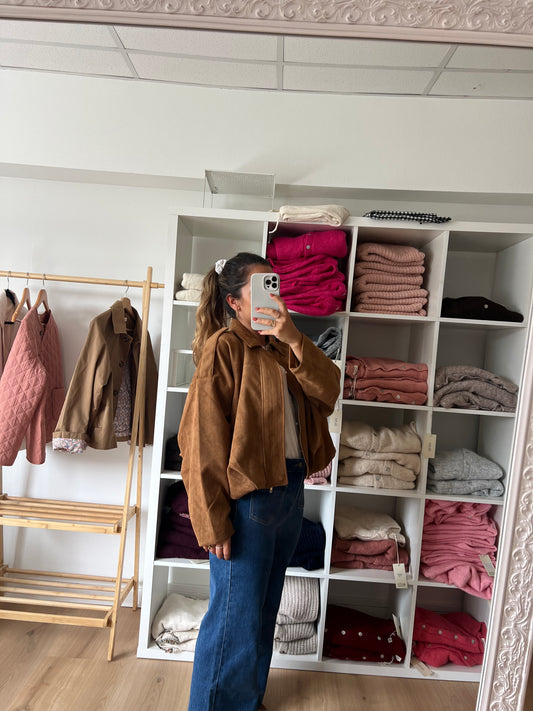 Veste effet suédine Léonie camel