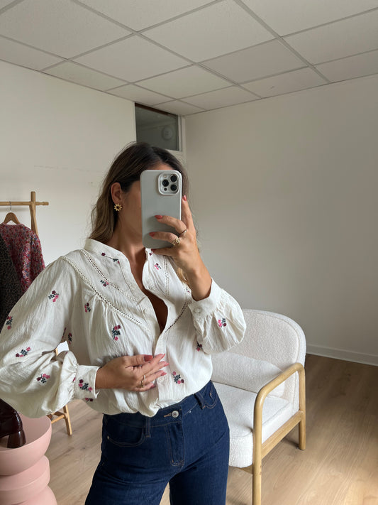 Blouse brodée fleurie Paula