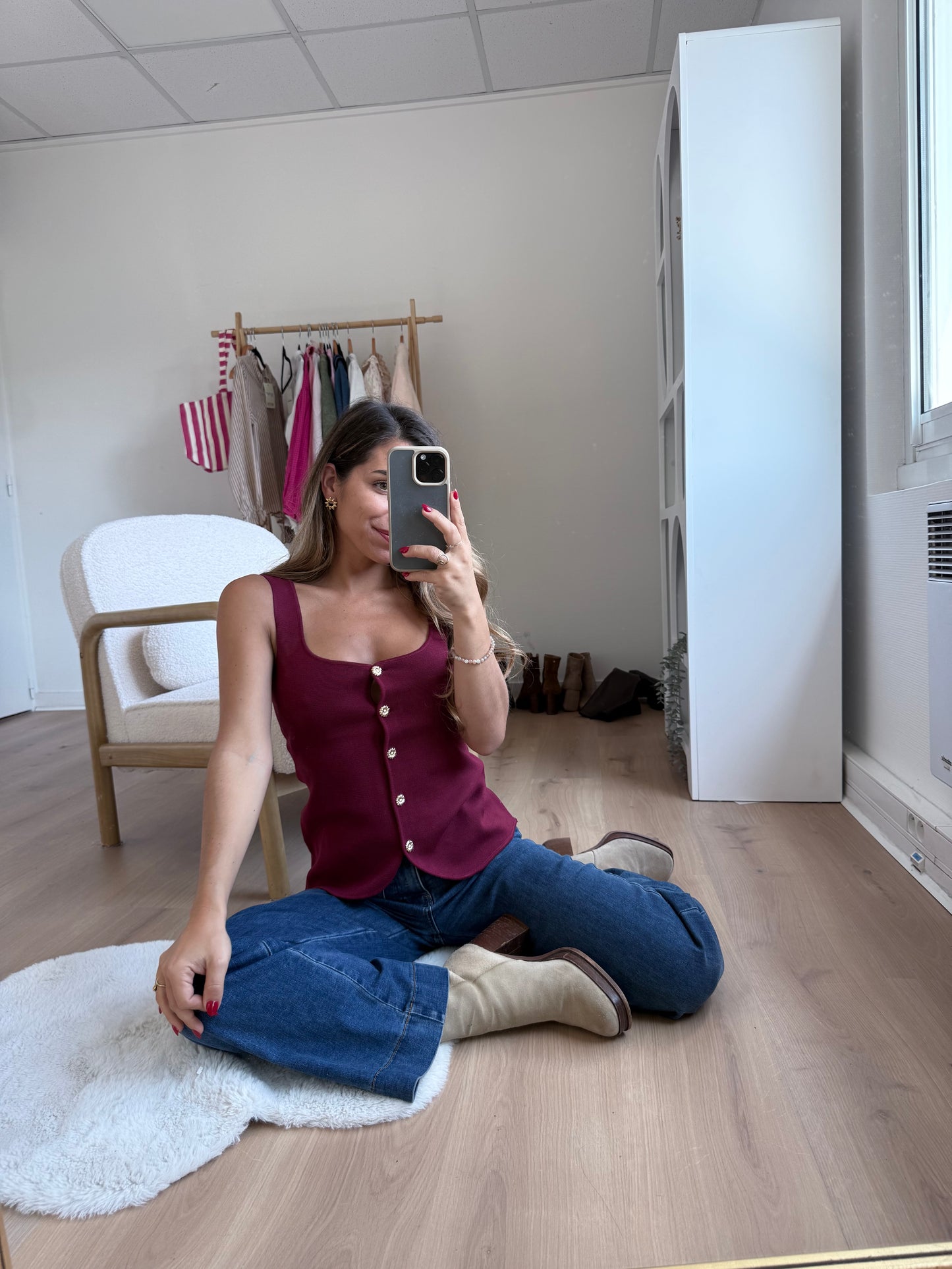 Top Ambre bordeaux