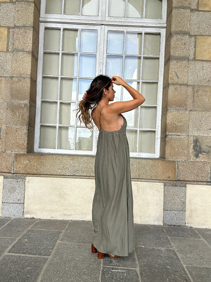 Robe longue Stella kaki