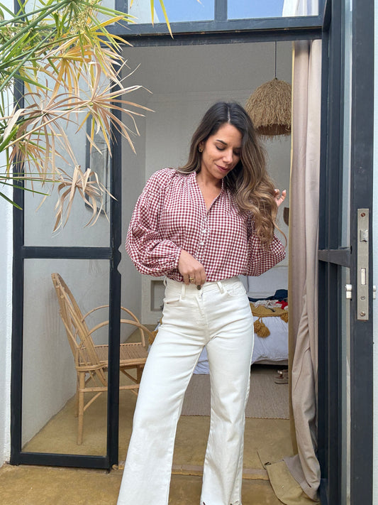 Blouse vichy rouge Clothilde