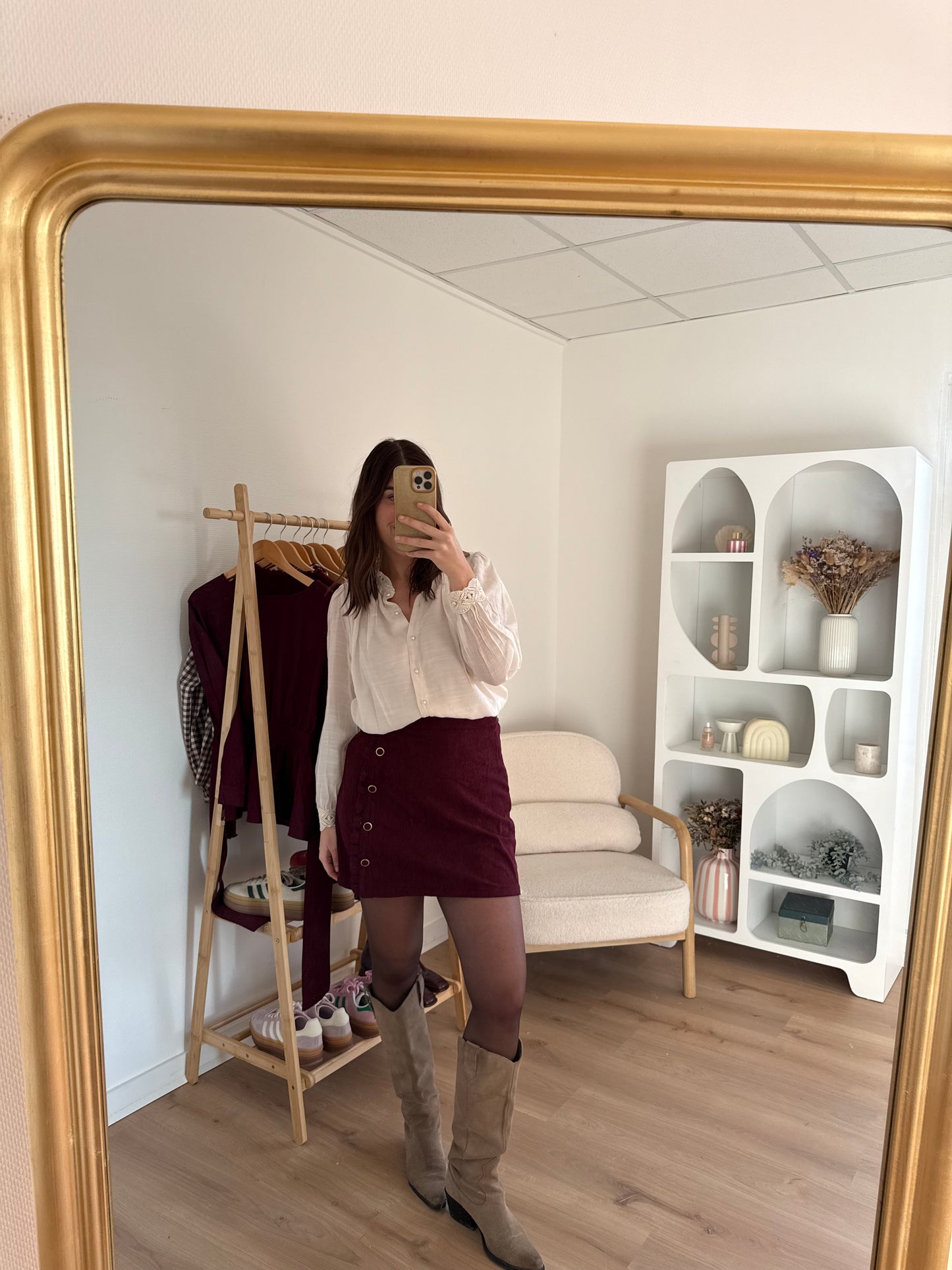 Jupe en velours Louisa bordeaux