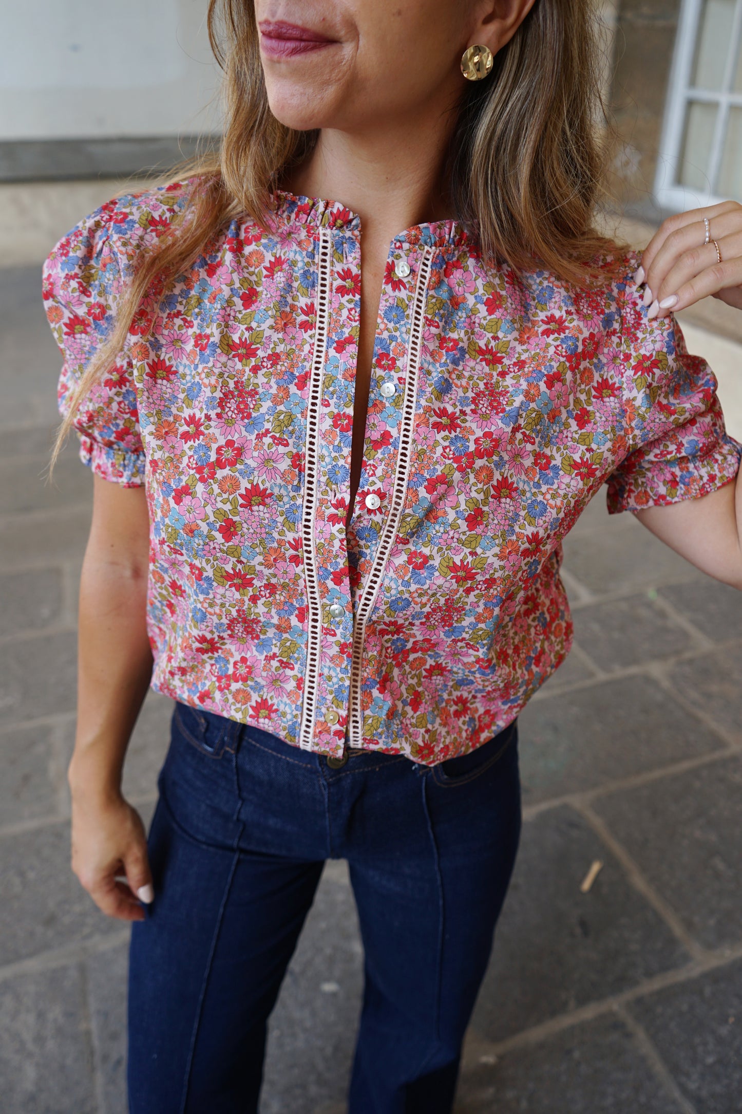 Blouse liberty à manches courtes Apolline