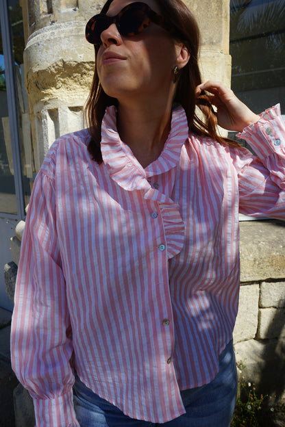 Chemise à rayures roses et blanches Rosa