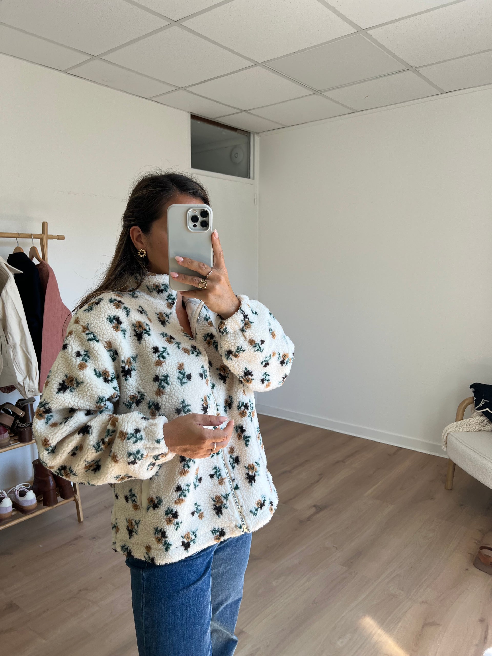 Veste moumoute fleurie Eva