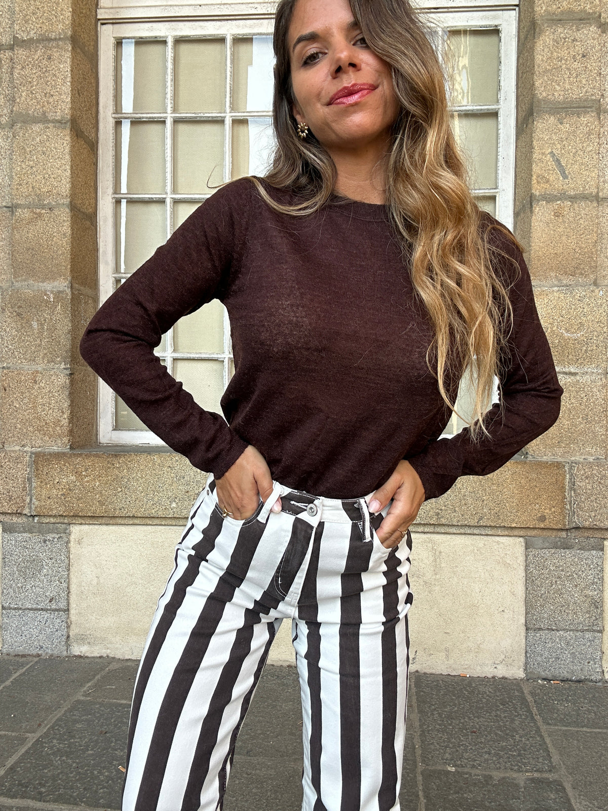 Pull fin Faustine chocolat
