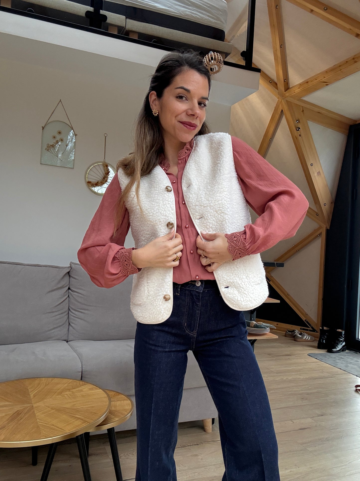 Gilet berger Arianne écru