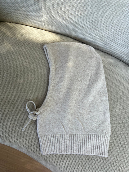 Cagoule léopard en laine et cachemire beige