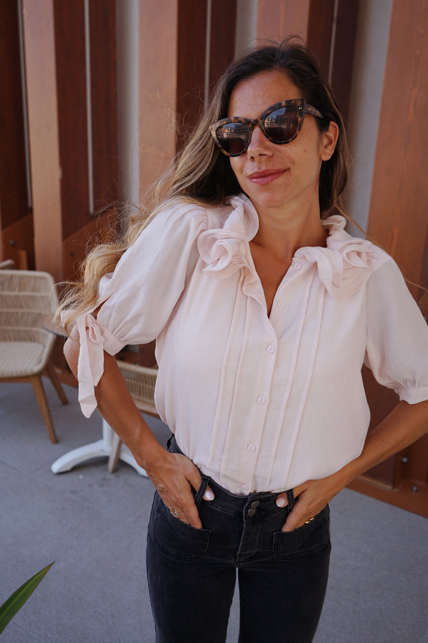 Mini Blouse Brune doux rose
