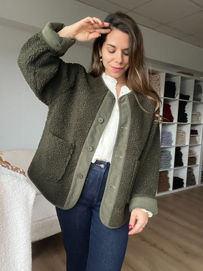 Veste moumoute kaki Elsa