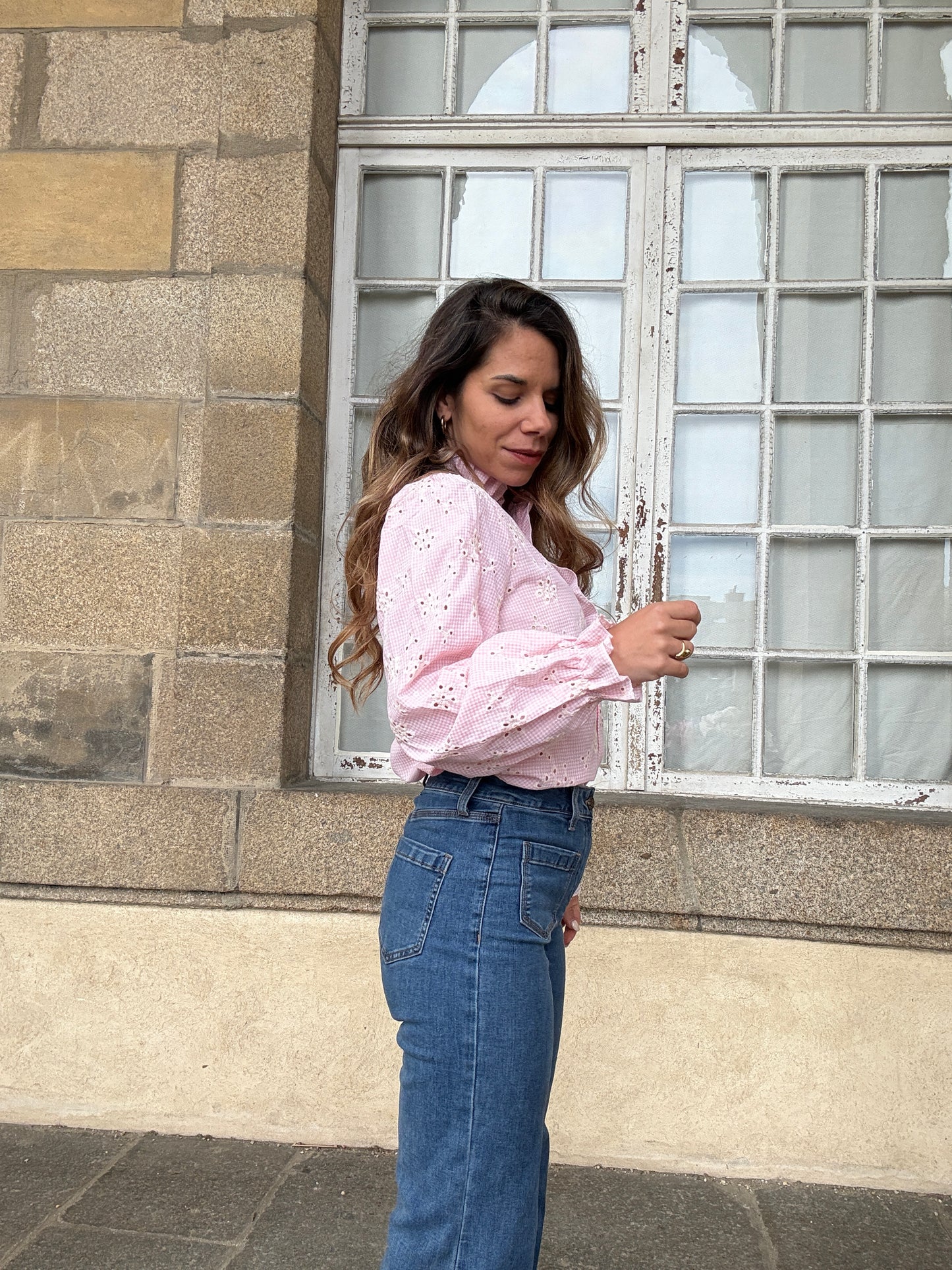 Blouse brodée baby pink Apolline