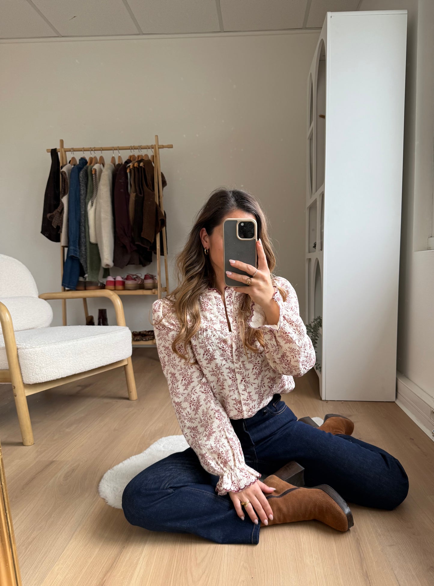 Blouse fleurie Amélia Bordeaux