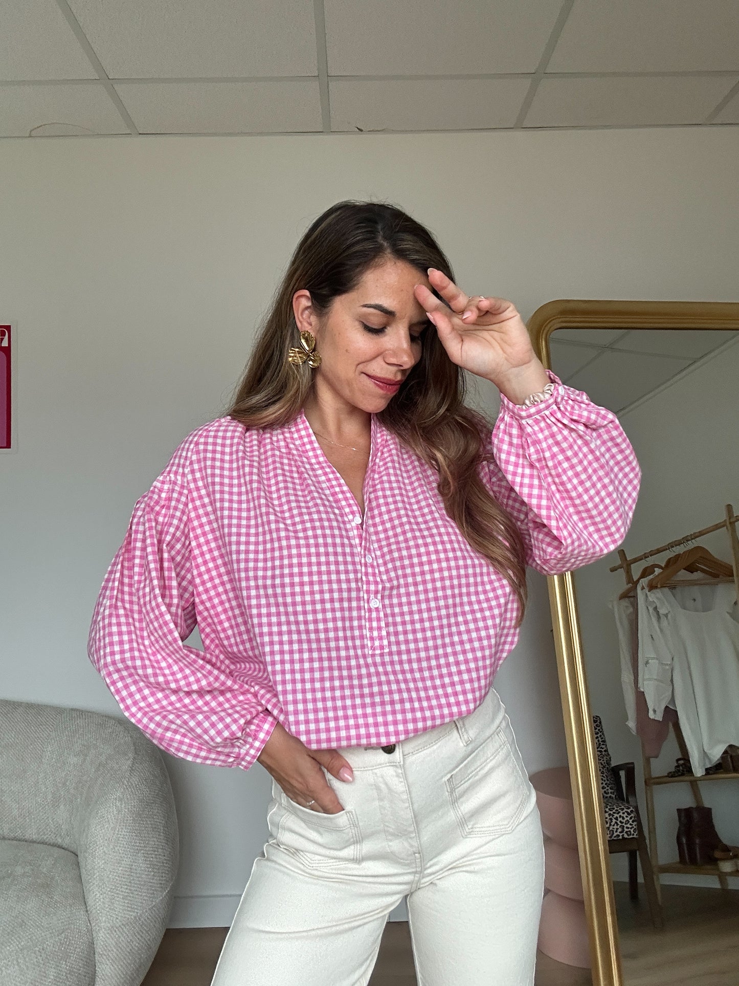 Blouse vichy rose Clothilde