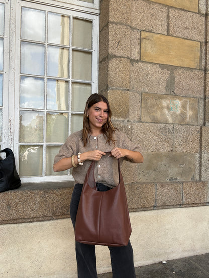 Sac à main en cuir  Marine marron