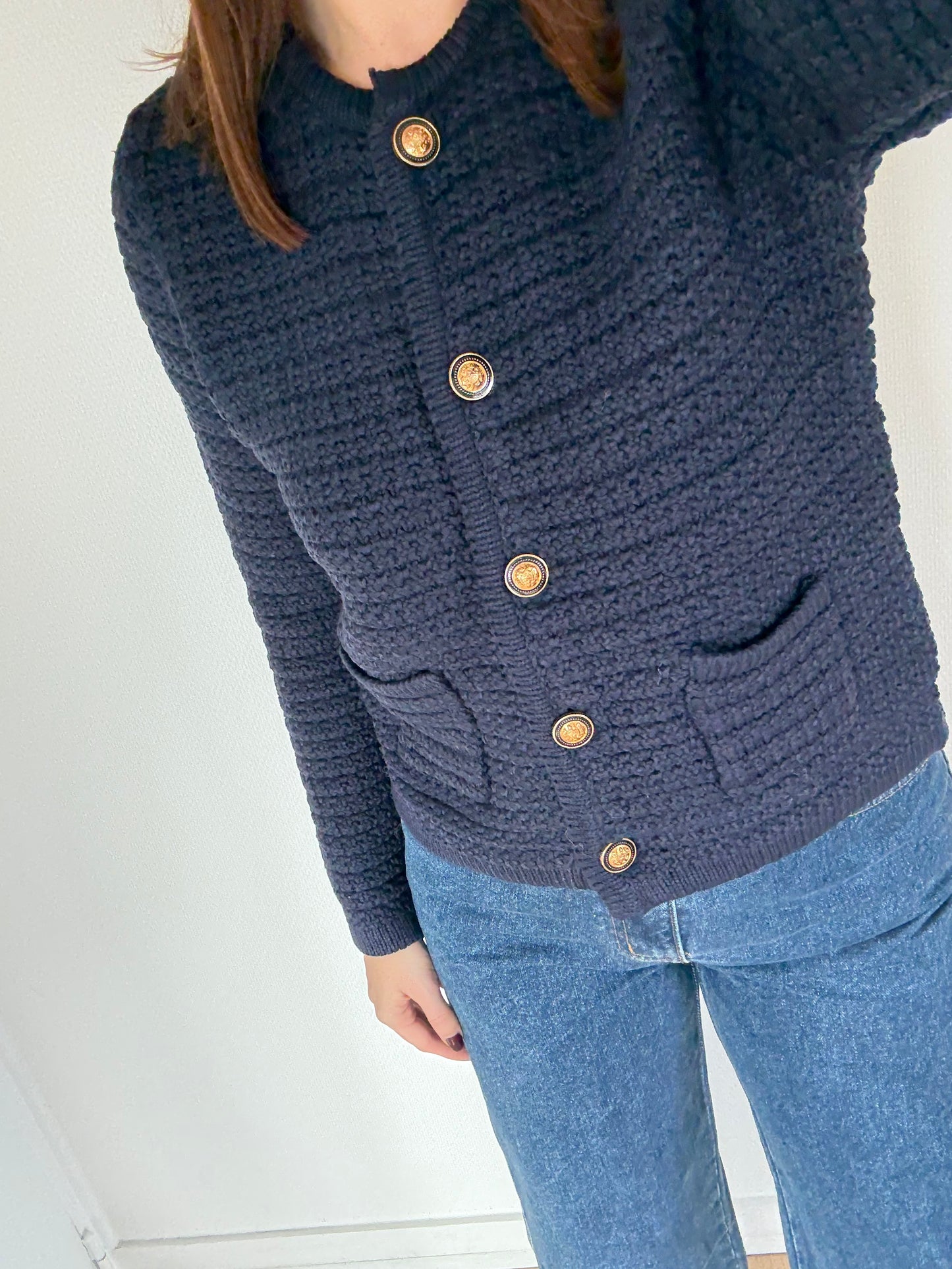 Cardigan à grosses mailles Navy