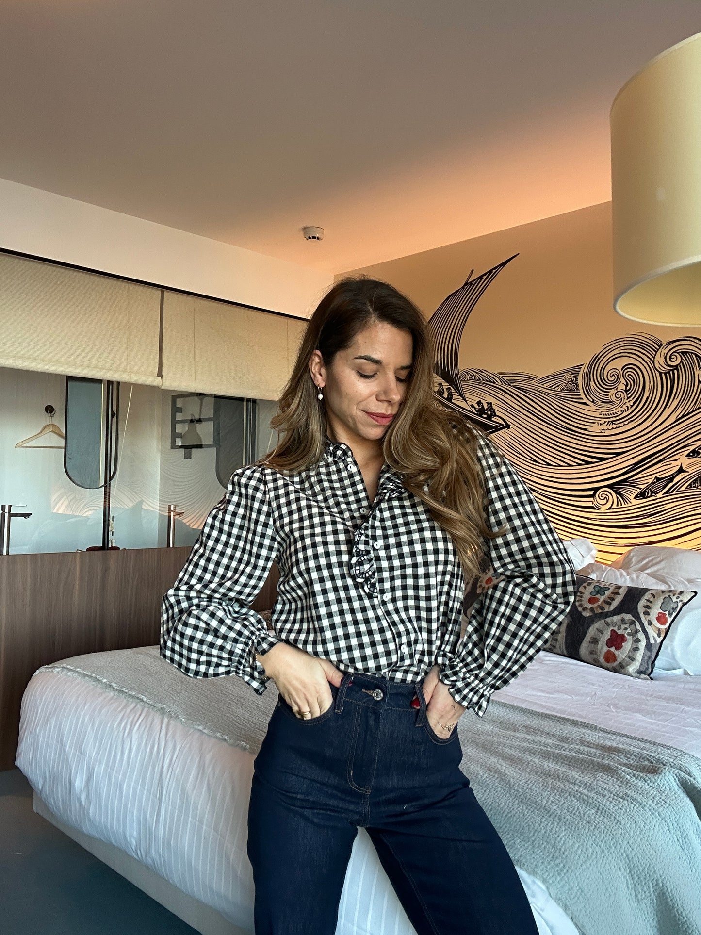 Blouse vichy noire Léonor