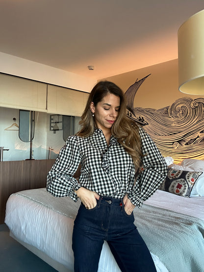 Blouse vichy noire Léonor