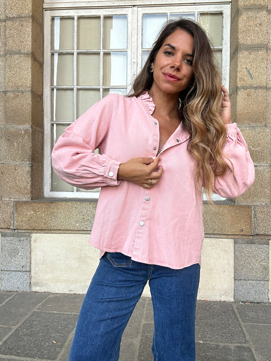 Veste en jean Livia rose