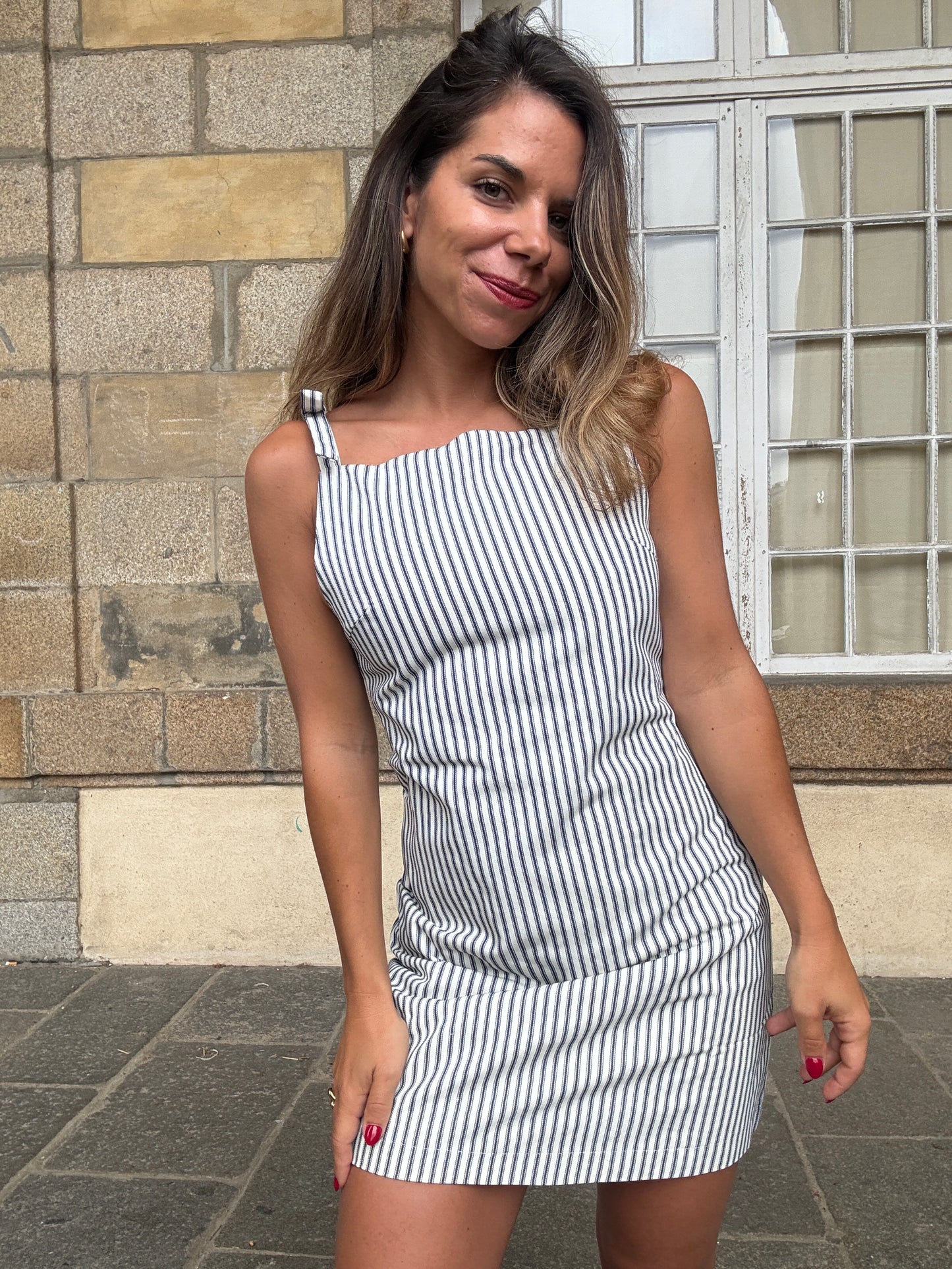Robe rayée Sixtine bleu marine