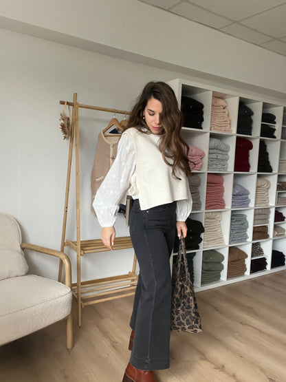 Pull sans manche avec nœuds Jeanne écru