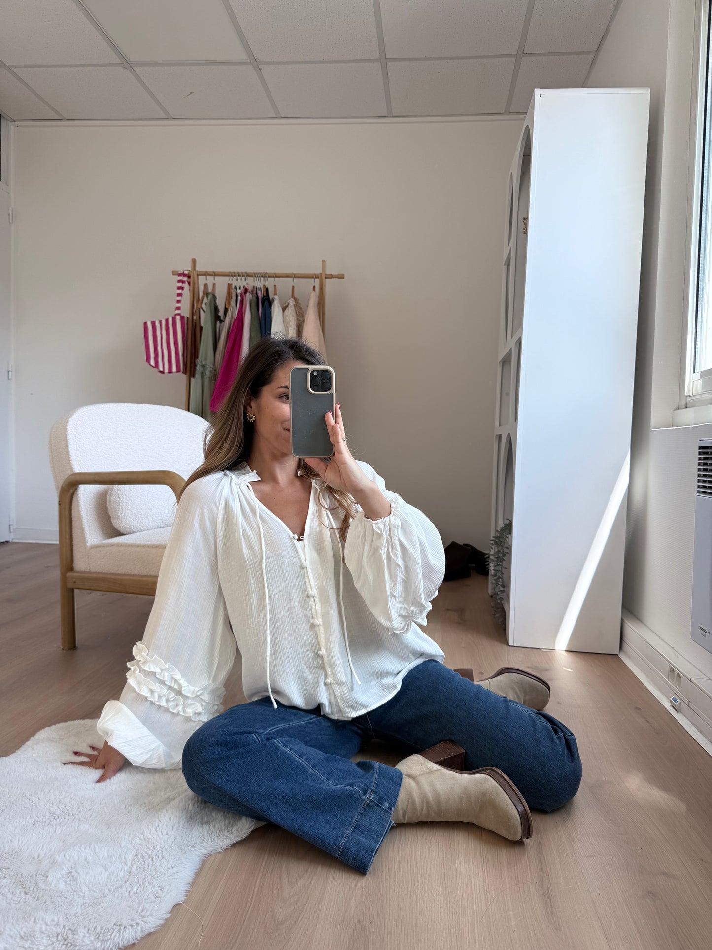 Blouse Esmée à volants écru