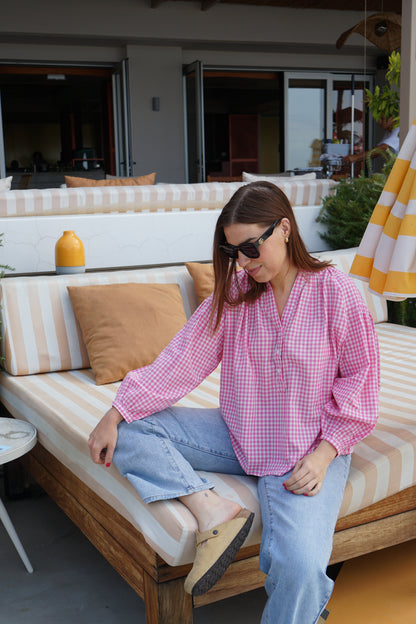 Blouse vichy rose Clothilde