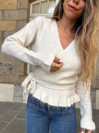 Cardigan à noeud Helena beige