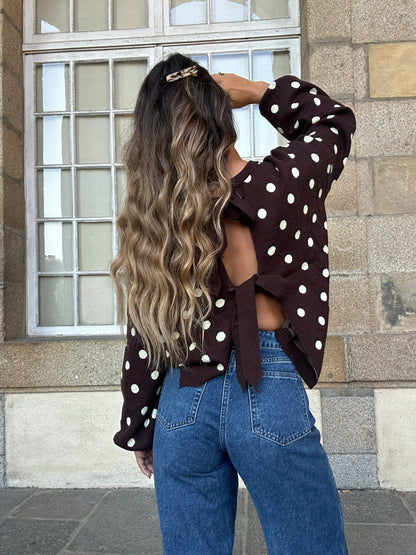 Pull à pois chocolat Zélie
