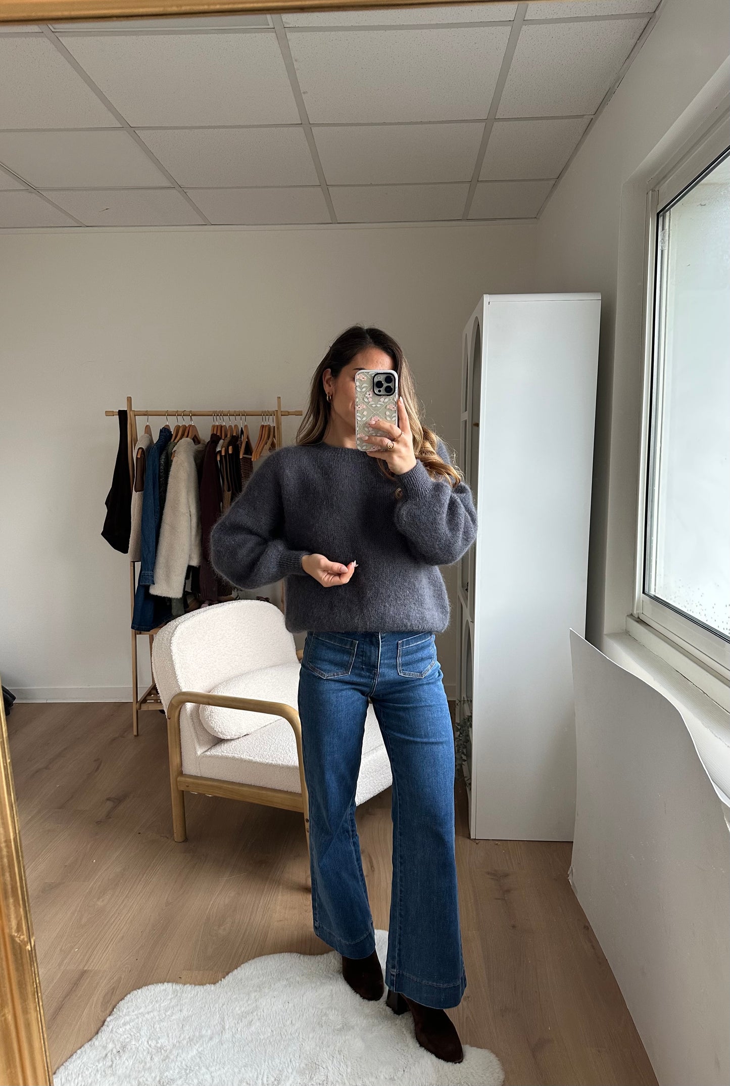 Maille en mohair et laine Gaia gris foncé