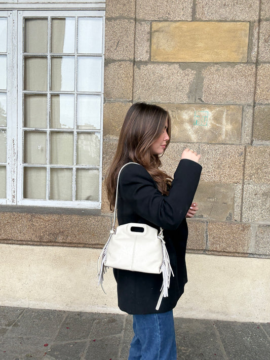 Sac à main en cuir grainé Jodie beige