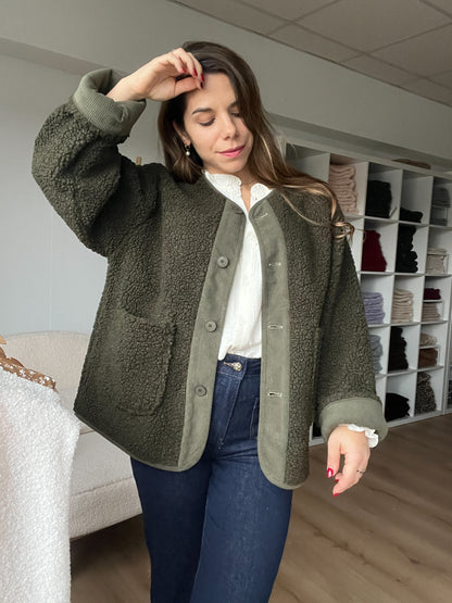 Veste moumoute kaki Elsa