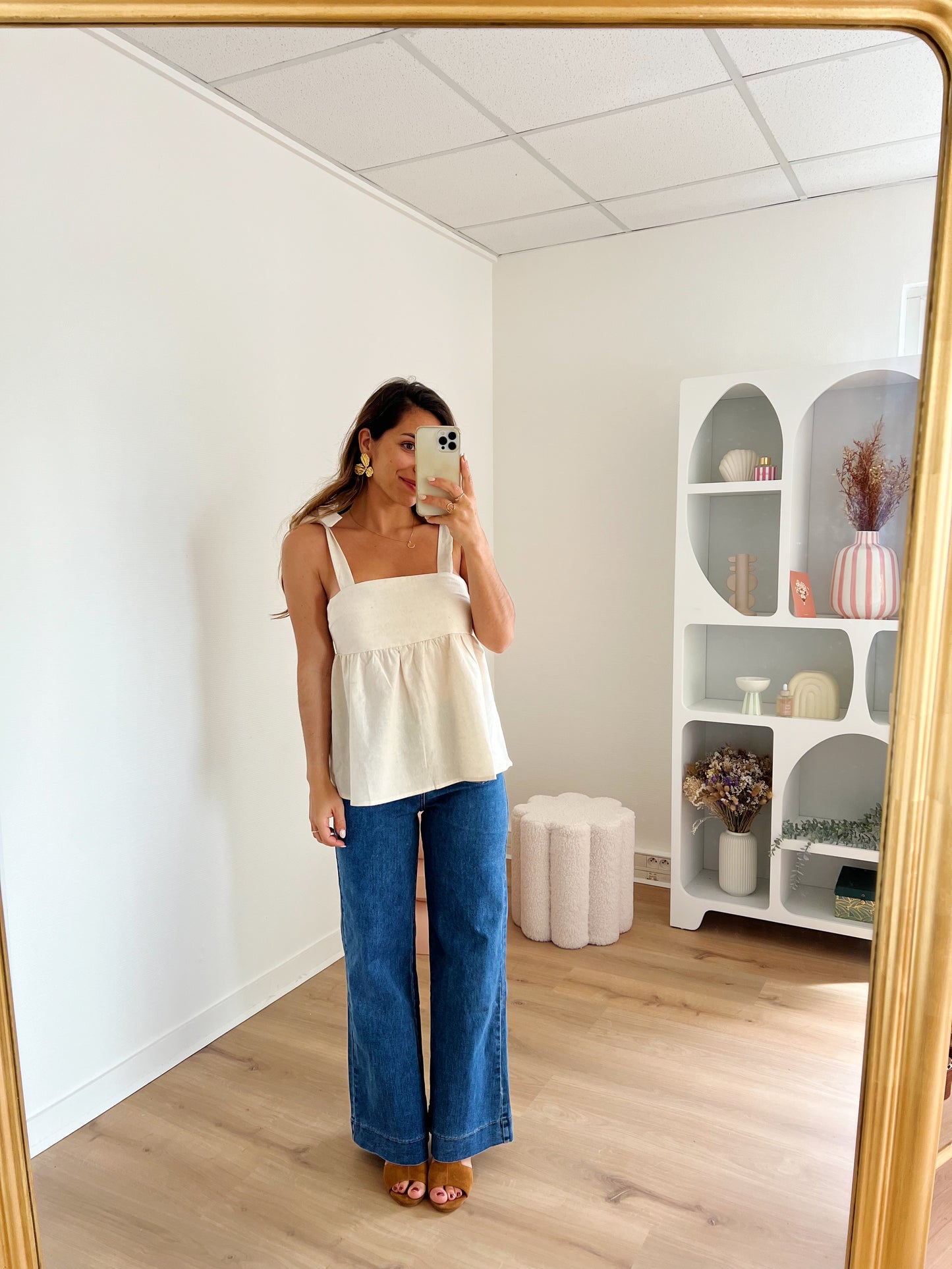 Top à noeuds beige Gloria
