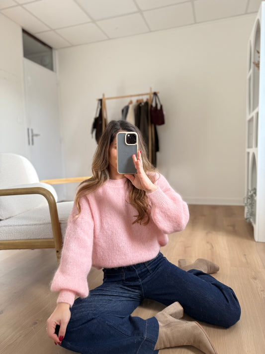 Maille en mohair et laine Gaia baby pink