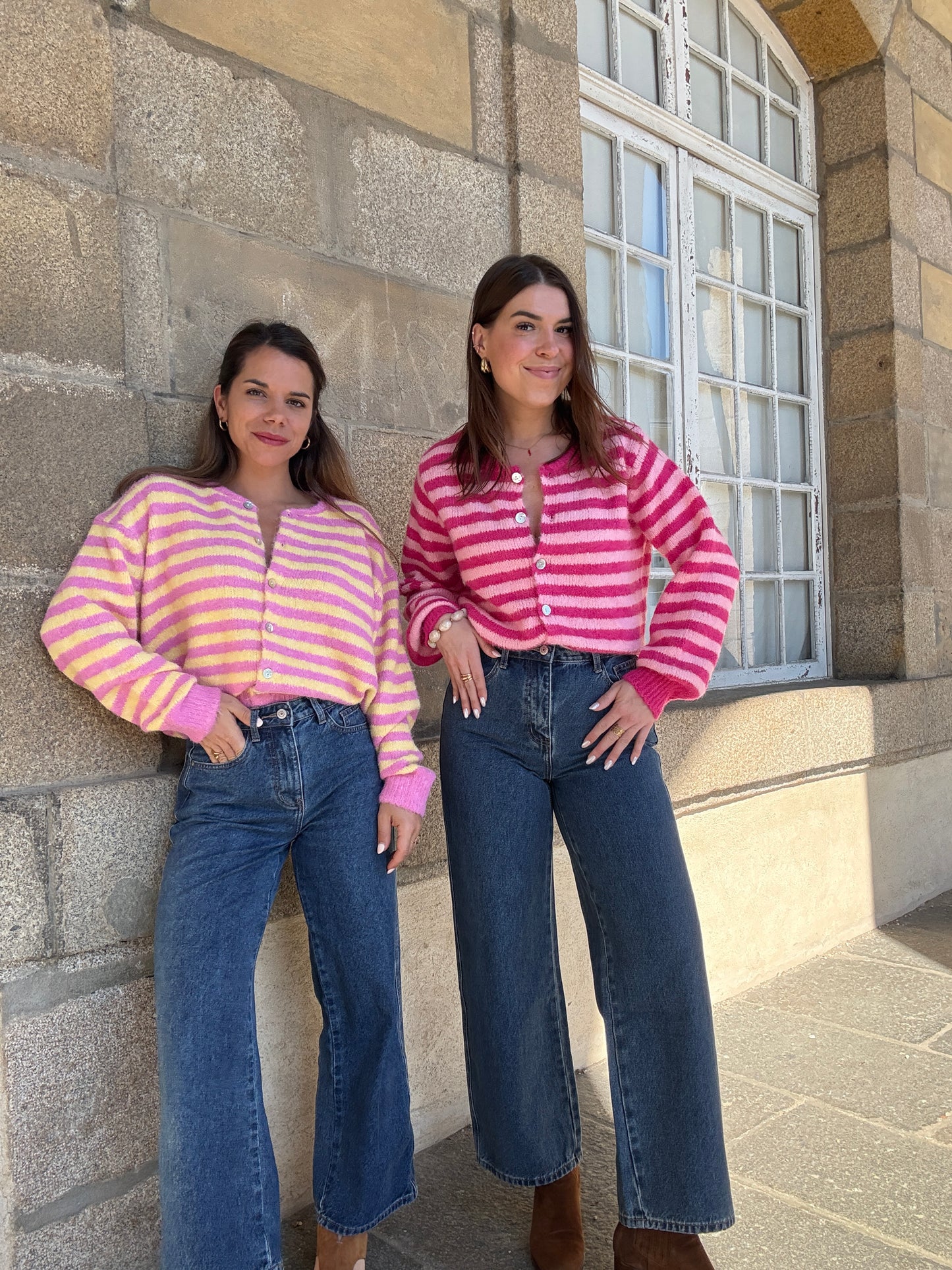 Cardigan Solela rose et jaune