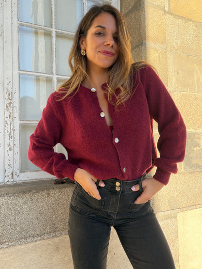 Maille en laine Léonie bordeaux