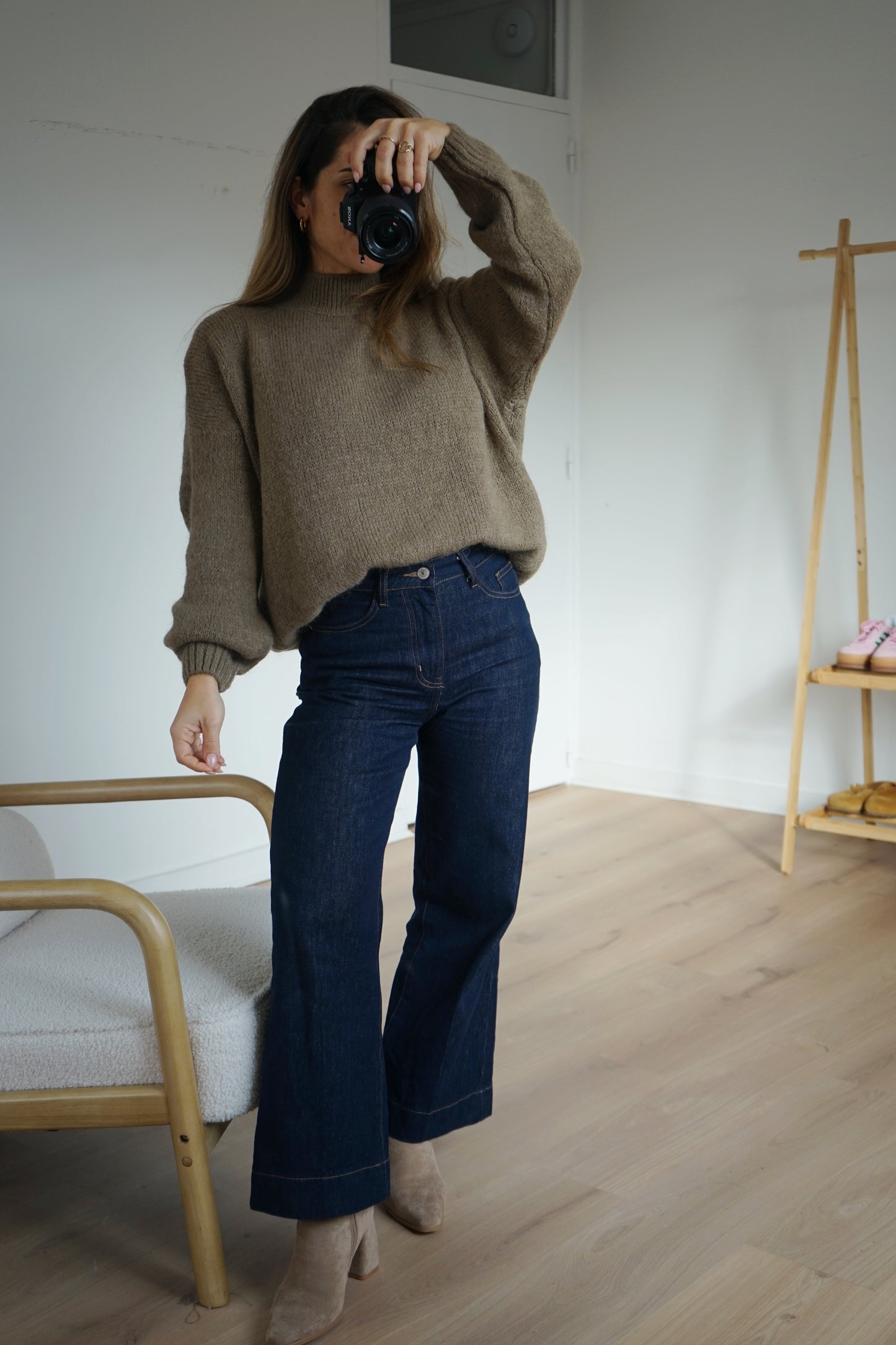 Pull en maille à col rond Hortense taupe