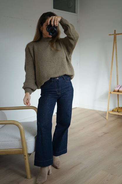 Pull en maille à col rond Hortense taupe