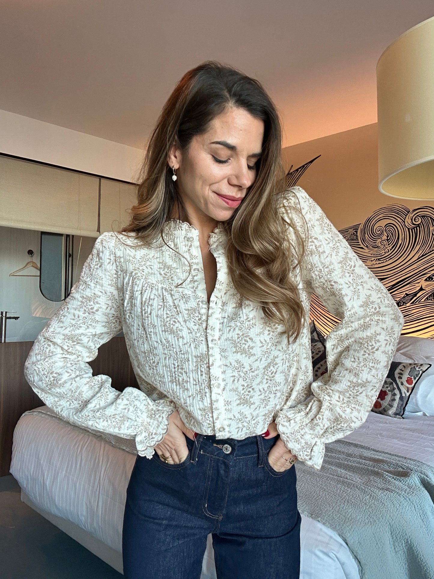 Blouse fleurie Amélia beige