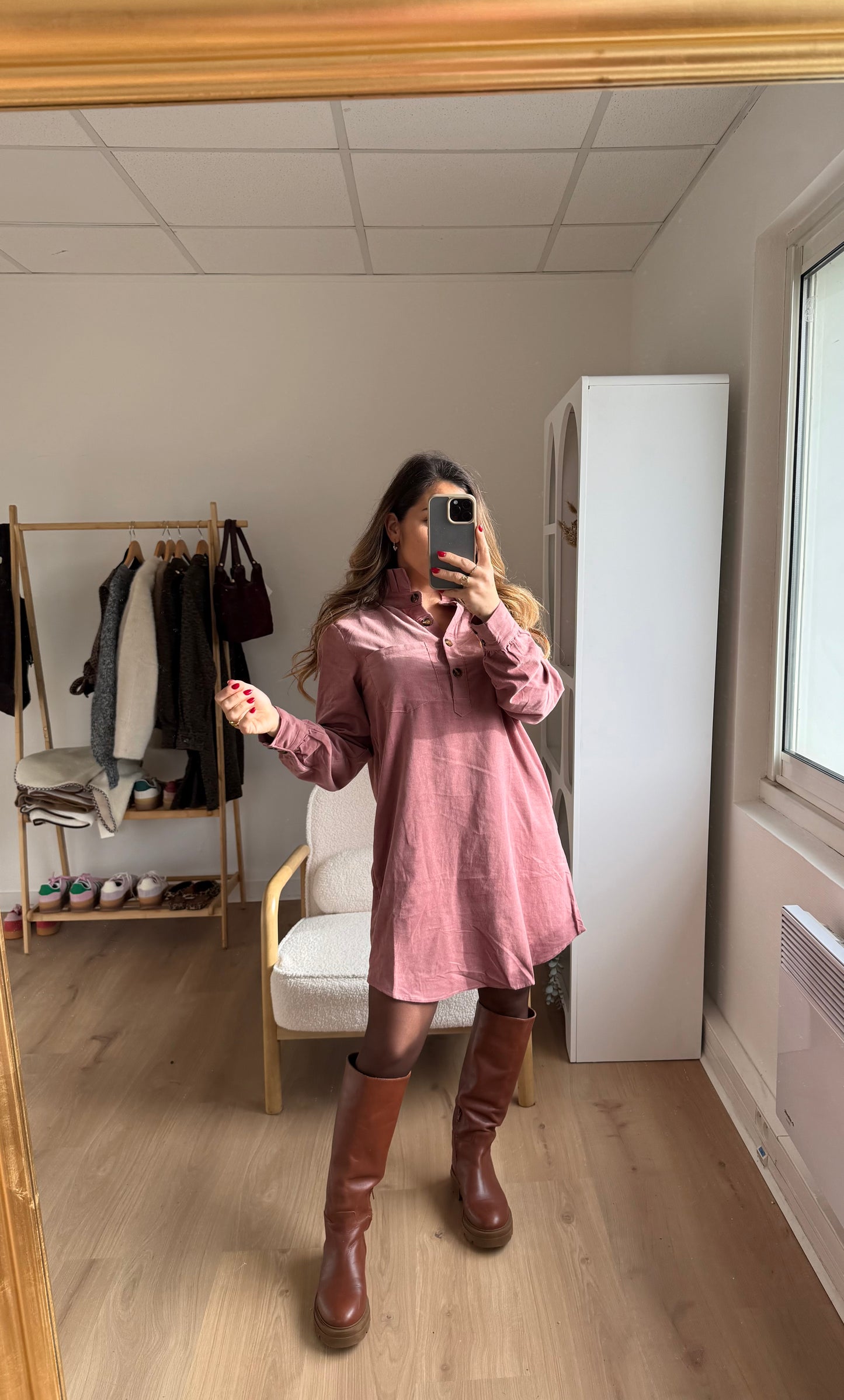 Robe en velours rose Alba
