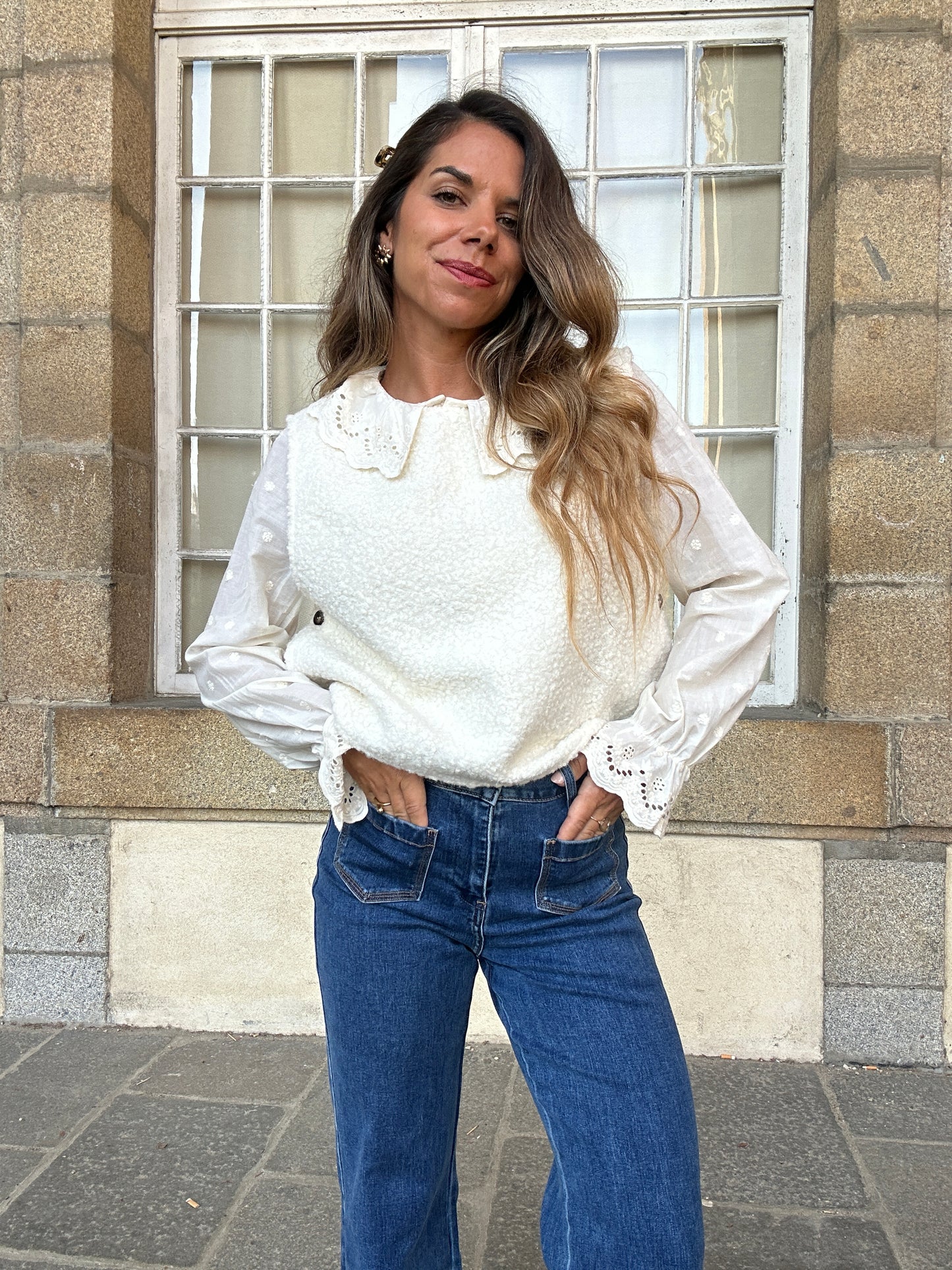 Pull sans manches Louisa beige