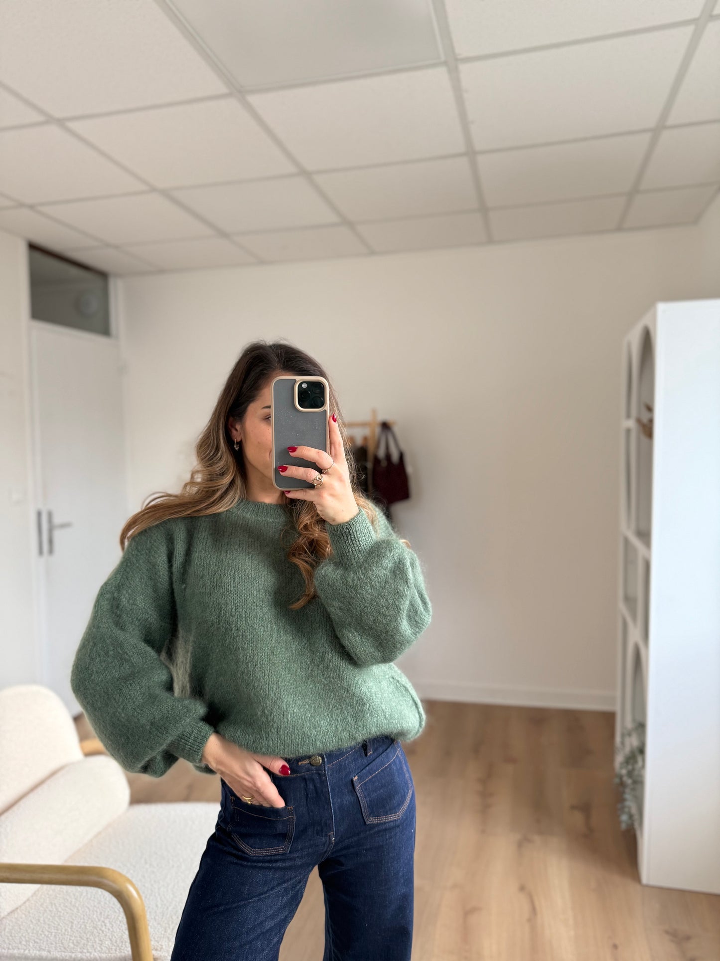 Maille en mohair et laine Gaia kaki