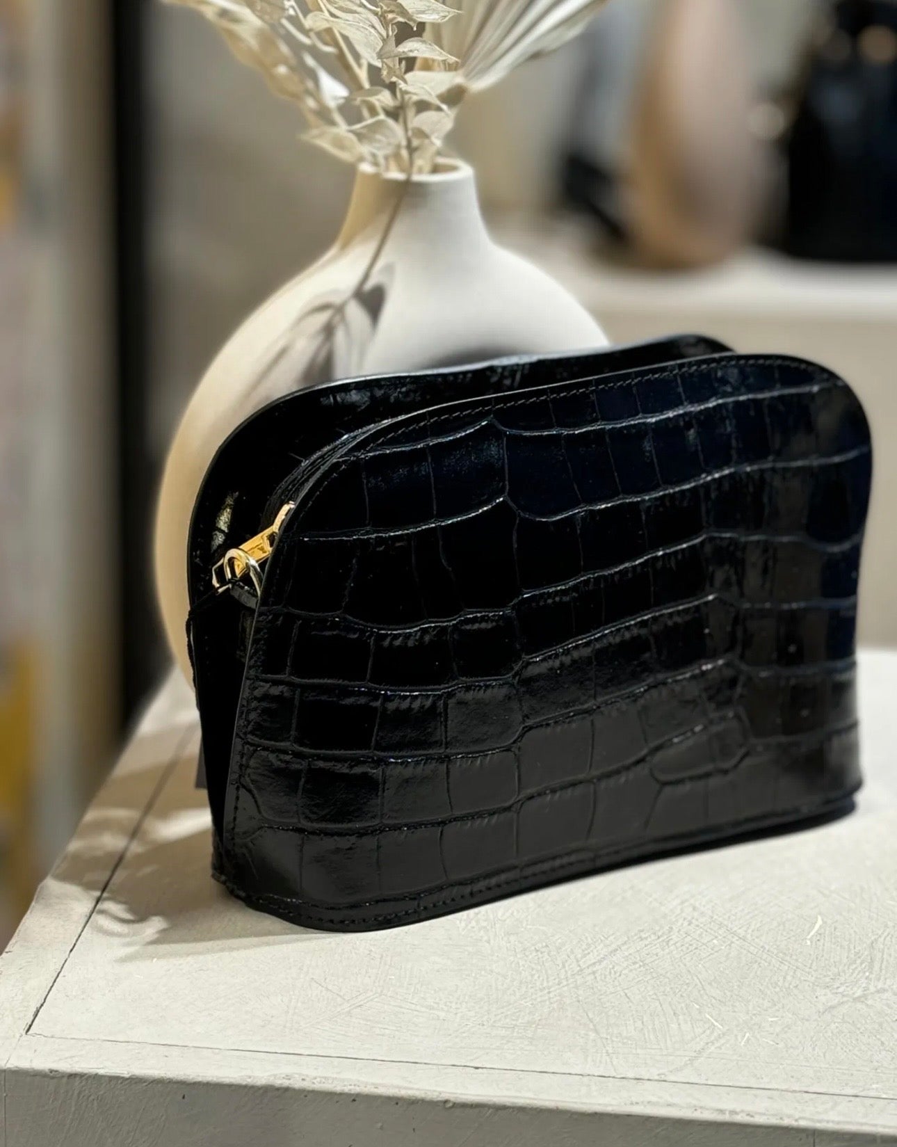 Sac à main croco Côme noir