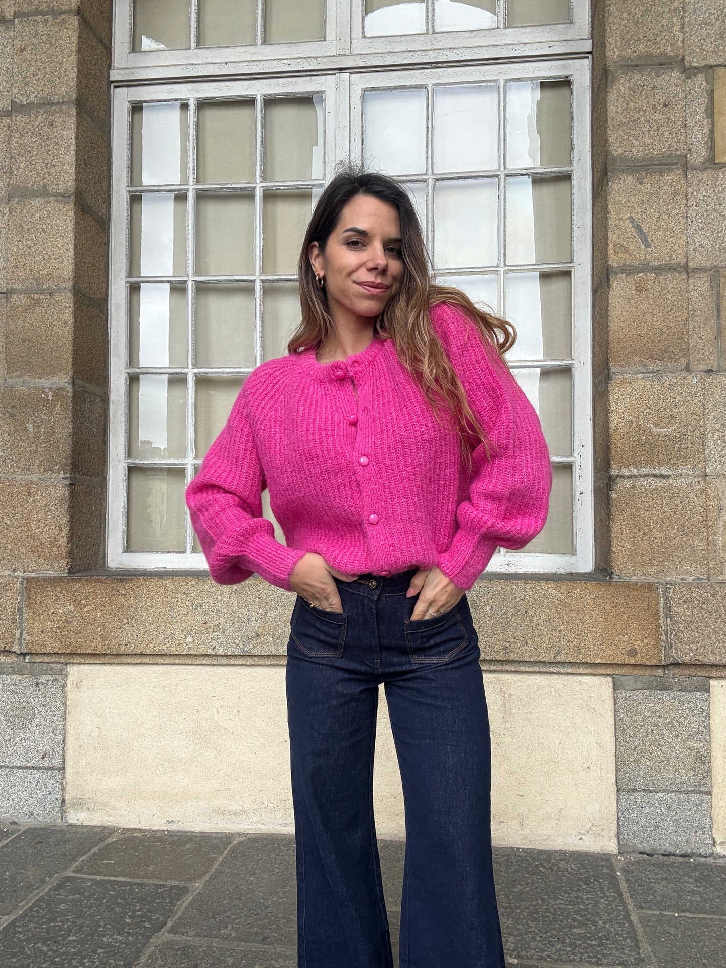 Cardigan Irène fuschia