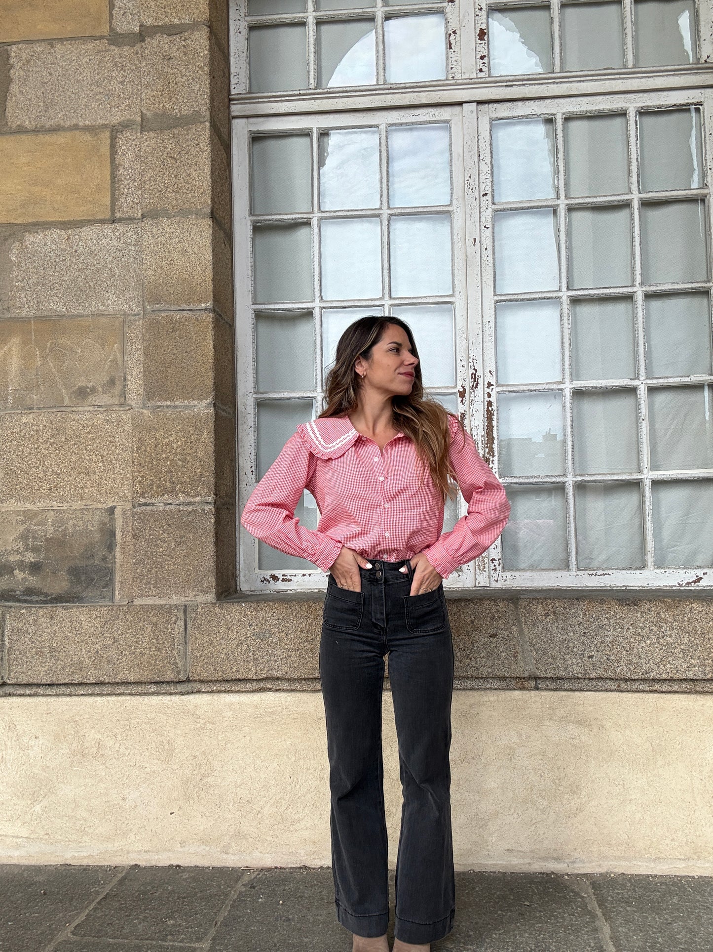 Blouse vichy col Claudine Anaëlle