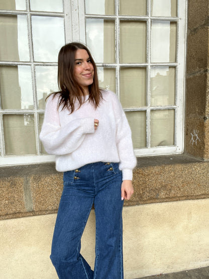 Maille en mohair et laine Gaia blanche